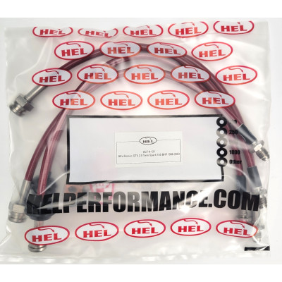 Alfa Romeo GTV 2.0 Twin Spark 155 BHP 1998-2003 Brake Lines HEL Stainless Steel Braided - CLEARANCE (TRANSPARENT RED HOSE WITH STAINLESS FITTINGS)
