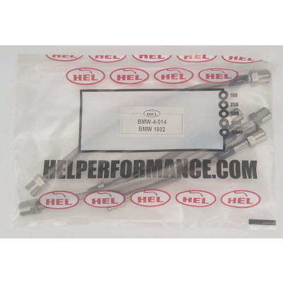 BMW 1602 Brake Lines HEL Stainless Steel Braided - CLEARANCE (CLEAR HOSE WITH STAINLESS FITTINGS)