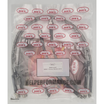 BMW 3 Series F80 M3 2014- Brake Lines HEL Stainless Steel Braided - CLEARANCE (CLEAR HOSE WITH STAINLESS FITTINGS)