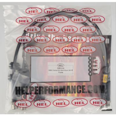 BMW 3 Series E92 320d M Sport 2007- Brake Lines HEL Stainless Steel Braided FRONTS ONLY - CLEARANCE (CARBON HOSE WITH STAINLESS FITTINGS)