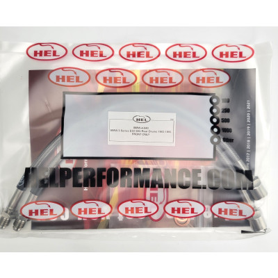 BMW 3 Series E30 320i Rear Drums 1983-1993 Brake Lines HEL Stainless Steel Braided FRONTS ONLY - CLEARANCE (CLEAR HOSE WITH STAINLESS FITTINGS)