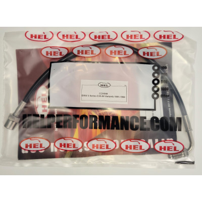 BMW 3 Series E30 All Models Right Hand Drive 1981-1994 Flexible Clutch Line HEL Stainless Steel Braided - CLEARANCE (BLACK HOSE WITH STAINLESS FITTINGS)
