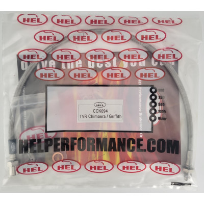 TVR Chimaera, Griffith Right Hand Drive Flexible Clutch Bleed Line HEL Stainless Steel Braided - CLEARANCE (CLEAR HOSE WITH STAINLESS FITTINGS)