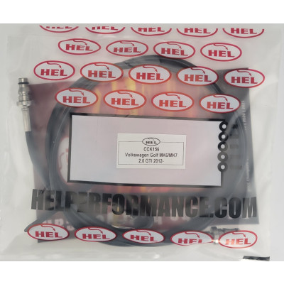 Volkswagen Golf MK6/MK7 2.0 GTI Right Hand Drive 2012- Flexible Clutch Line (Master Cylinder to CDV Replacement) HEL Stainless Steel Braided - CLEARANCE (BLACK HOSE WITH STAINLESS FITTINGS)