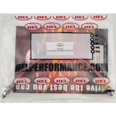 Volkswagen Golf MK5 All Models Right Hand Drive 2004-2010 Flexible Clutch Line HEL Stainless Steel Braided - CLEARANCE (RED HOSE WITH STAINLESS FITTINGS)