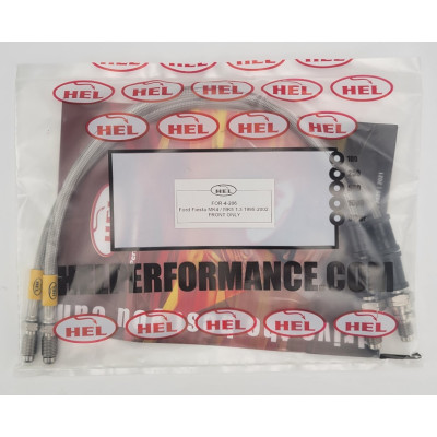 Ford Fiesta MK4, MK5 1.3 1995-2002 Brake Lines HEL Stainless Steel Braided FRONTS ONLY - CLEARANCE (CLEAR HOSE WITH STAINLESS FITTINGS)