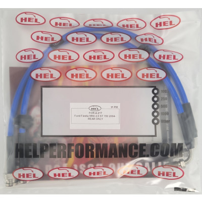 Ford Fiesta MK6 2.0 ST 150 2004- Brake Lines HEL Stainless Steel Braided REAR ONLY - CLEARANCE (BLUE HOSE WITH STAINLESS FITTINGS)