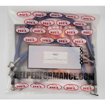 Ford Fiesta MK6 All Models excluding ST 2002- Brake Lines HEL Stainless Steel Braided - CLEARANCE (TRANSPARENT BLUE HOSE WITH STAINLESS FITTINGS)