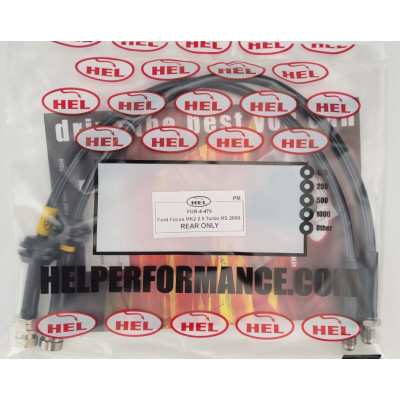 Ford Focus MK2 2.5 Turbo RS 2009- Brake Lines HEL Stainless Steel Braided REARS ONLY - CLEARANCE (BLACK HOSE WITH STAINLESS FITTINGS)