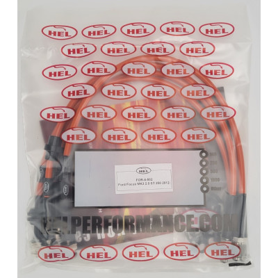 Ford Focus MK3 2.0 ST 250 2012- Brake Lines HEL Stainless Steel Braided - CLEARANCE (ORANGE HOSE WITH STAINLESS FITTINGS)