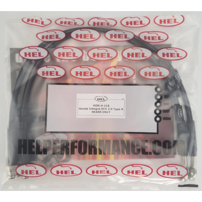 Honda Integra DC5 2.0 Type R Brake Lines HEL Stainless Steel Braided REARS ONLY - CLEARANCE (BLACK HOSE WITH STAINLESS FITTINGS)