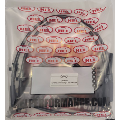 Land Rover Discovery 2 Td5 1998-2004 Brake Lines HEL Stainless Steel Braided - CLEARANCE (CARBON HOSE WITH STAINLESS FITTINGS)