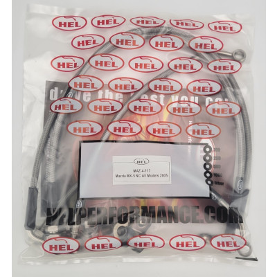 Mazda MX-5 NC All Models 2005- Brake Lines HEL Stainless Steel Braided - CLEARANCE (CLEAR HOSE WITH STAINLESS FITTINGS)