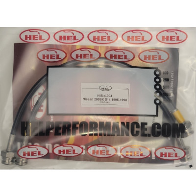 Nissan 200SX S14 1995-1998 Brake Lines HEL Stainless Steel Braided FRONTS ONLY - CLEARANCE (BLACK HOSE WITH STAINLESS FITTINGS)