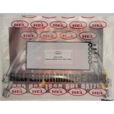 Nissan 200SX S14 1995-1998 Brake Lines HEL Stainless Steel Braided FRONTS ONLY - CLEARANCE (CLEAR HOSES WITH STAINLESS FITTINGS)