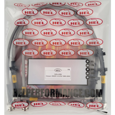 Nissan 300ZX 3.0 1989-2000 Brake Lines HEL Stainless Steel Braided - CLEARANCE (CLEAR HOSE WITH STAINLESS FITTINGS)