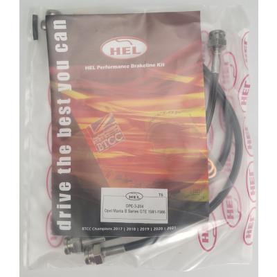 Opel Manta B Series GTE 1981-1986 Brake Lines HEL Stainless Steel Braided - CLEARANCE (BLACK HOSE WITH STAINLESS FITTINGS)