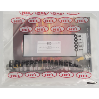 Peugeot 306 1.6 Non-ABS / Rear Discs 1994-1997 Brake Lines HEL Stainless Steel Braided REAR ONLY - CLEARANCE (CLEAR HOSE WITH STAINLESS FITTINGS)