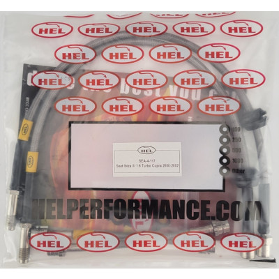 Seat Ibiza III 1.8 Turbo Cupra 2000-2002 Brake Lines HEL Stainless Steel Braided - CLEARANCE (CLEAR HOSE WITH STAINLESS FITTINGS)