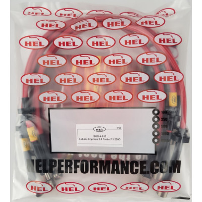 Subaru Impreza 2.0 Turbo P1 2000- Brake Lines HEL Stainless Steel Braided - CLEARANCE (RED HOSE WITH STAINLESS FITTINGS)