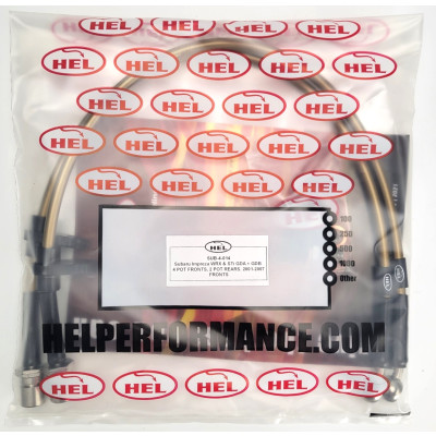 Subaru Impreza WRX & STi 2001-2007 Brake Lines HEL Stainless Steel Braided FRONTS ONLY - CLEARANCE (GOLD HOSE WITH STAINLESS FITTINGS)