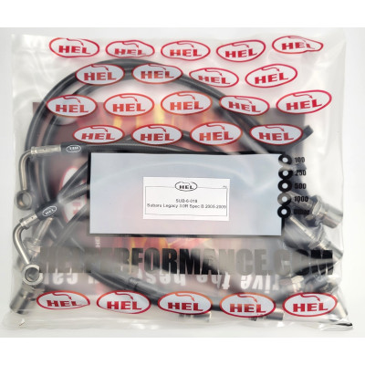 Subaru Legacy 3.0R Spec B 2005-2009 Brake Lines HEL Stainless Steel Braided - CLEARANCE (CARBON HOSE WITH STAINLESS FITTINGS)