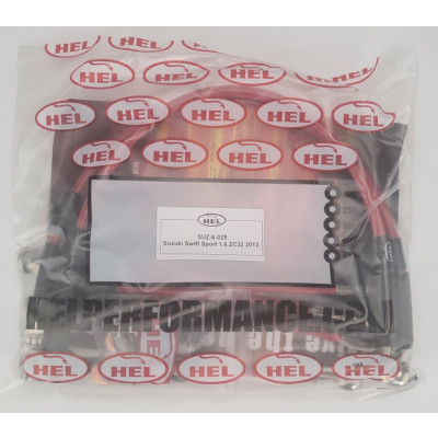 Suzuki Swift Sport 1.6 ZC32 2012- Brake Lines HEL Stainless Steel Braided - CLEARANCE (RED HOSE WITH STAINLESS FITTINGS)