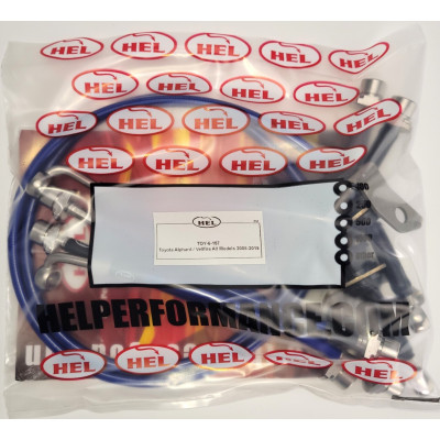 Toyota Alphard / Vellfire All Models 2008-2019 Brake Lines HEL Stainless Steel Braided - CLEARANCE(TRANSPARENT BLUE HOSE WITH STAINLESS FITTINGS)