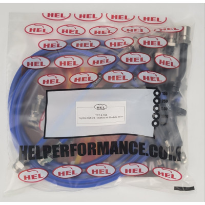 Toyota Alphard / Vellfire All Models 2019- Brake Lines HEL Stainless Steel Braided - CLEARANCE (BLUE HOSE WITH STAINLESS BANJOS)