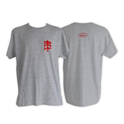 HEL Performance Strike Through Logo on Front Grey T-Shirt