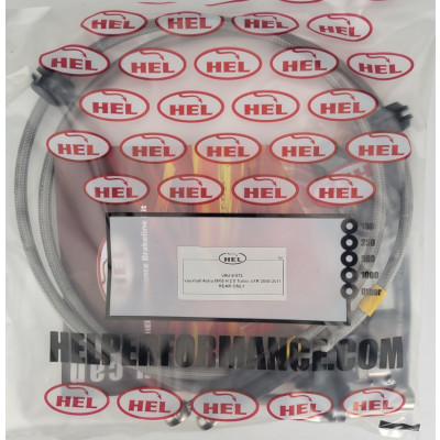 Vauxhall Astra MK5 2.0 Turbo VXR 2005-2011 Brake Lines HEL Stainless Steel Braided REARS ONLY - CLEARANCE (CLEAR HOSE WITH STAINLESS FITTINGS)