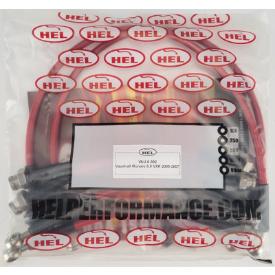 Vauxhall Monaro 6.0 VXR 2005-2007 Brake Lines HEL Stainless Steel Braided - CLEARANCE (RED HOSE WITH STAINLESS FITTINGS)