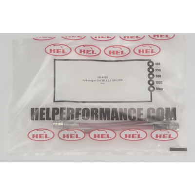 Volkswagen Golf MK4 2.0 1999-2004 Brake Lines HEL Stainless Steel Braided REARS ONLY - CLEARANCE (TRANSPARENT RED HOSE WITH STAINLESS FITTINGS)
