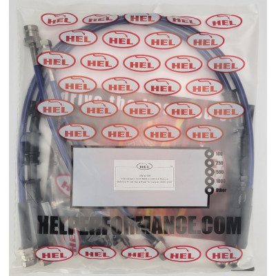Volkswagen Golf MK5 3.2 R32 4 Motion 2005-2007 Brake Lines HEL Stainless Steel Braided - CLEARANCE (TRANSPARENT BLUE HOSE WITH STAINLESS FITTINGS)