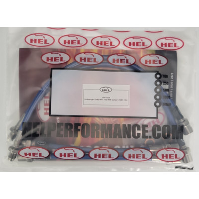 Volkswagen Jetta MK1 1.6D ATE Calipers 1981-1984 Brake Lines HEL Stainless Steel Braided - CLEARANCE (BLUE HOSE WITH STAINLESS FITTINGS)