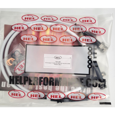 Volkswagen Caddy 2K 1.9 TDi 2003- Brake Lines HEL Stainless Steel Braided FRONTS ONLY - CLEARANCE (WHITE HOSE WITH STAINLESS FITTINGS)